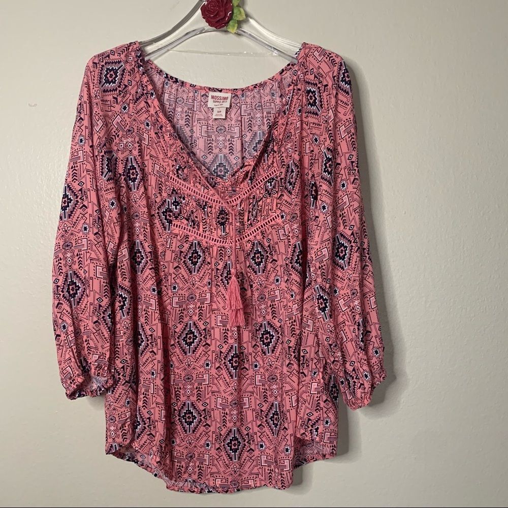 MOSSIMO Boho Geometric Top Blouse Small